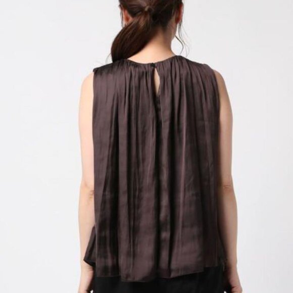 Techichi Elegant Brown Sleeveless Blouse Top - Picture 2 of 5